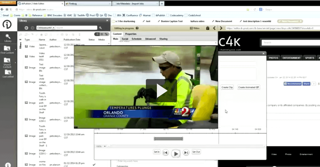 Kaltura API in action streaming video news