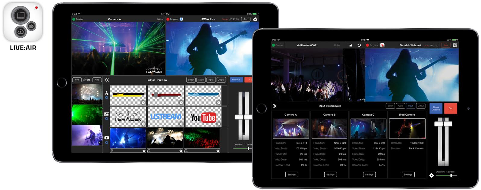 Professional Live Video Broadcasting Production On Your Tablet or Phone Live Air 1