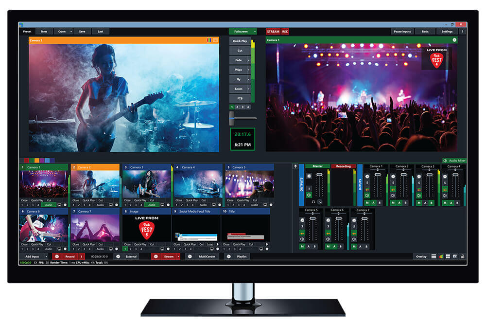 vMix Video Broadcasting Software dashboard