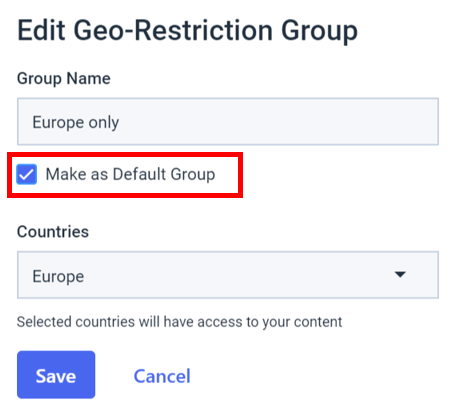 Dacast embedded video players - Edit Geo-restriction group