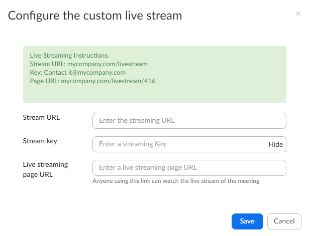 Dacast - Zoom live streaming - configurar la transmisión en directo personalizada