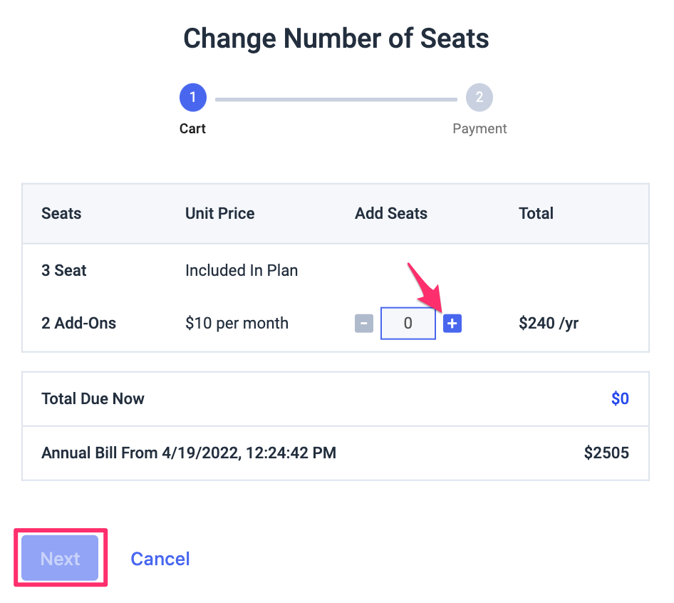 Seat Add On MUA