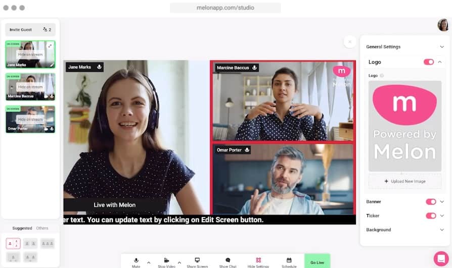 melonapp web-based streaming platform