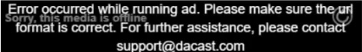 Ad Insertion - New Add placement error message