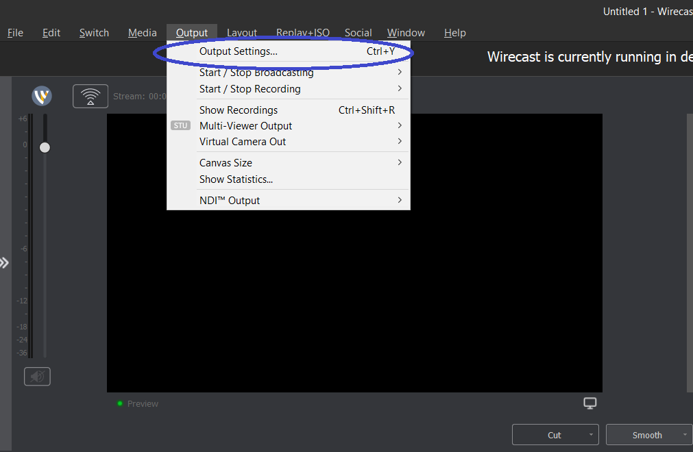 Wirecast Bitrate Settings - Output Settings