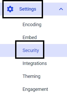 Dacast security preferences - settings