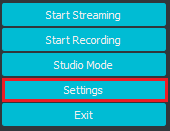 OBS studio settings - app settings