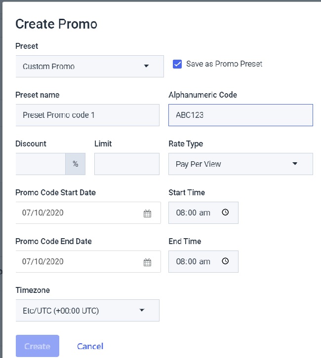 Dacast Promo Code - Create Promo