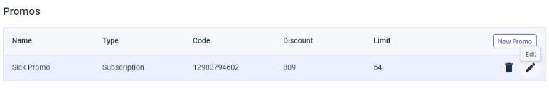 Dacast Promo Code - Edit button