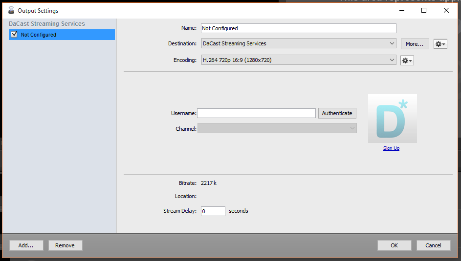 Tutoriel Wirecast pour la diffusion Dacast