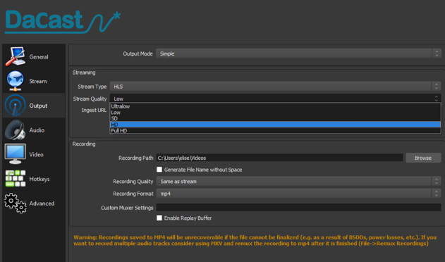 low latency streaming