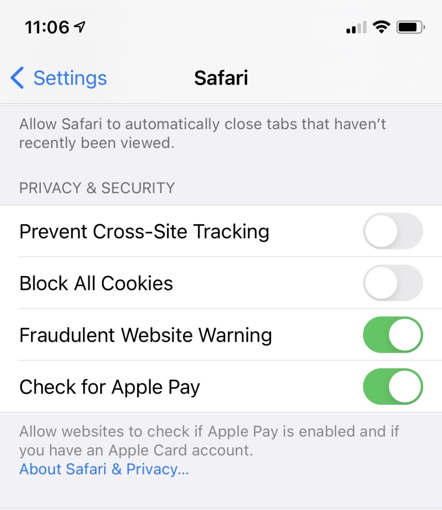 Dacast 3rd Party Cookies on iPhone iOS 13 - cookie Settings