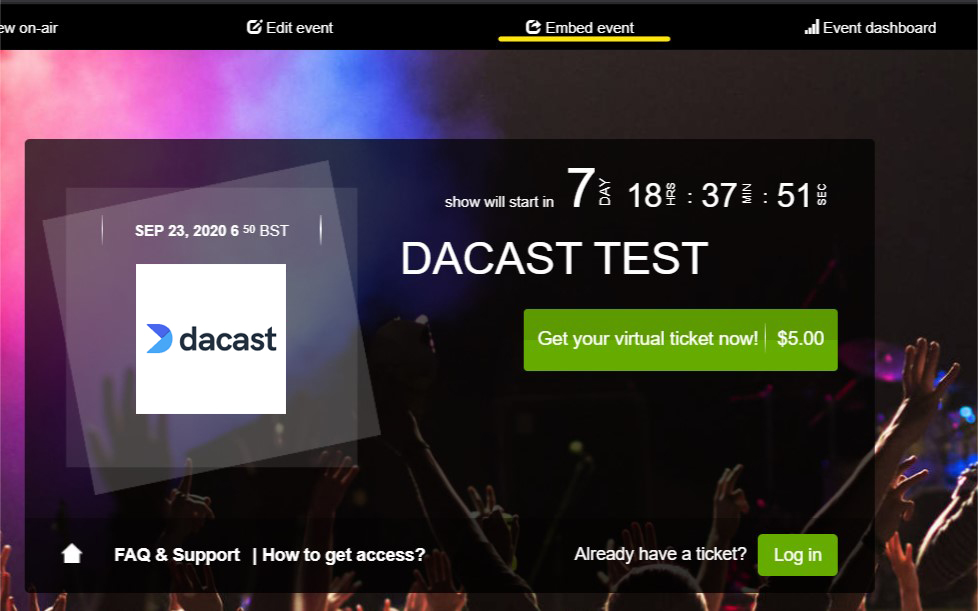 Dacast Cleeng Paywall - Página de prueba