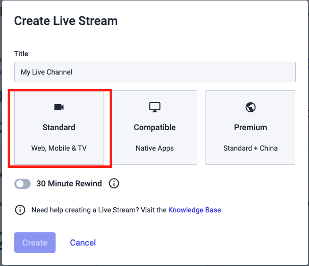 Nueva plataforma Dacast - Introducción a la transmisión en directo - Crear transmisión en directo