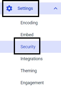 Preferenze di sicurezza Dacast - impostazioni