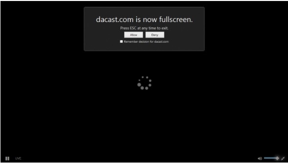 Firefox - dacast.com está ahora a pantalla completa