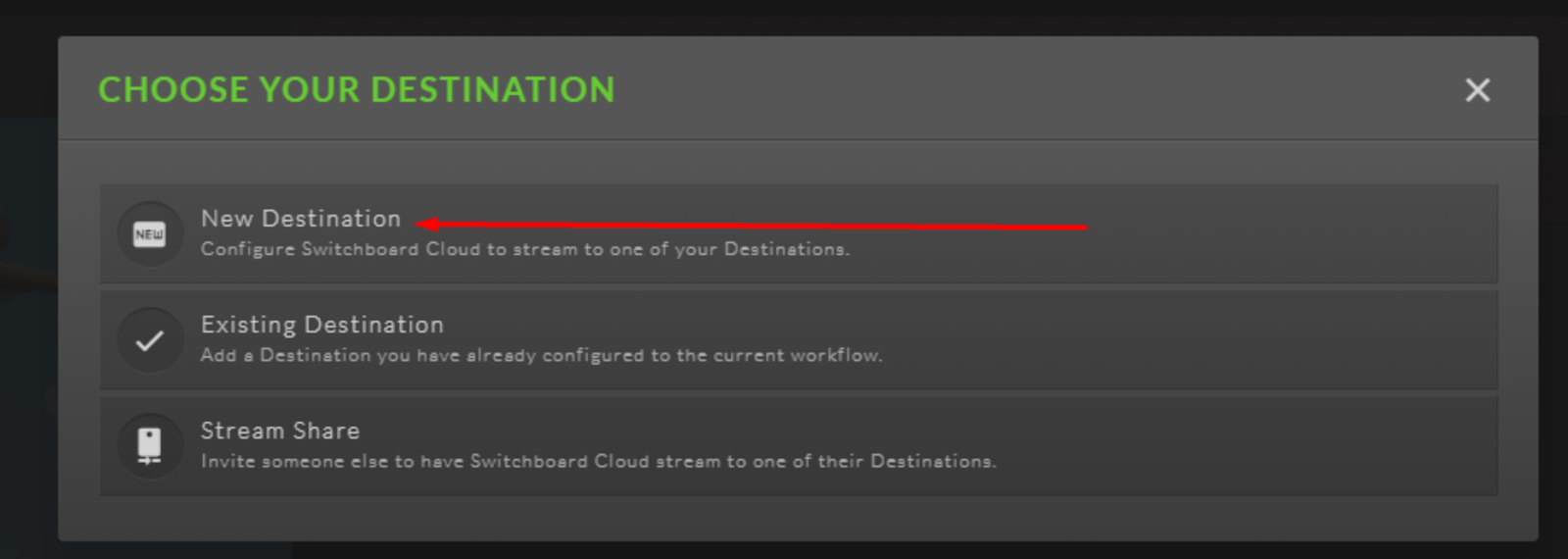 Cómo transmitir a Dacast usando Switchboard Live - Paso 7 bis