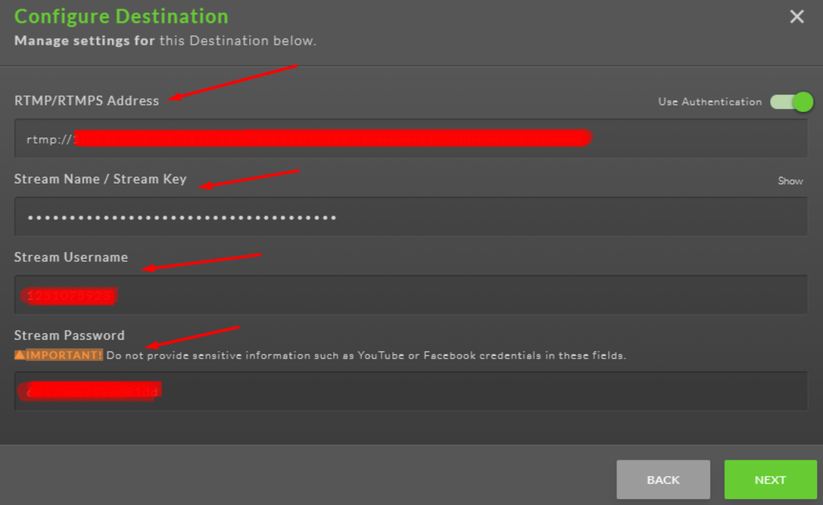 Como transmitir para o Dacast utilizando o Switchboard Live - Passo 9 bis