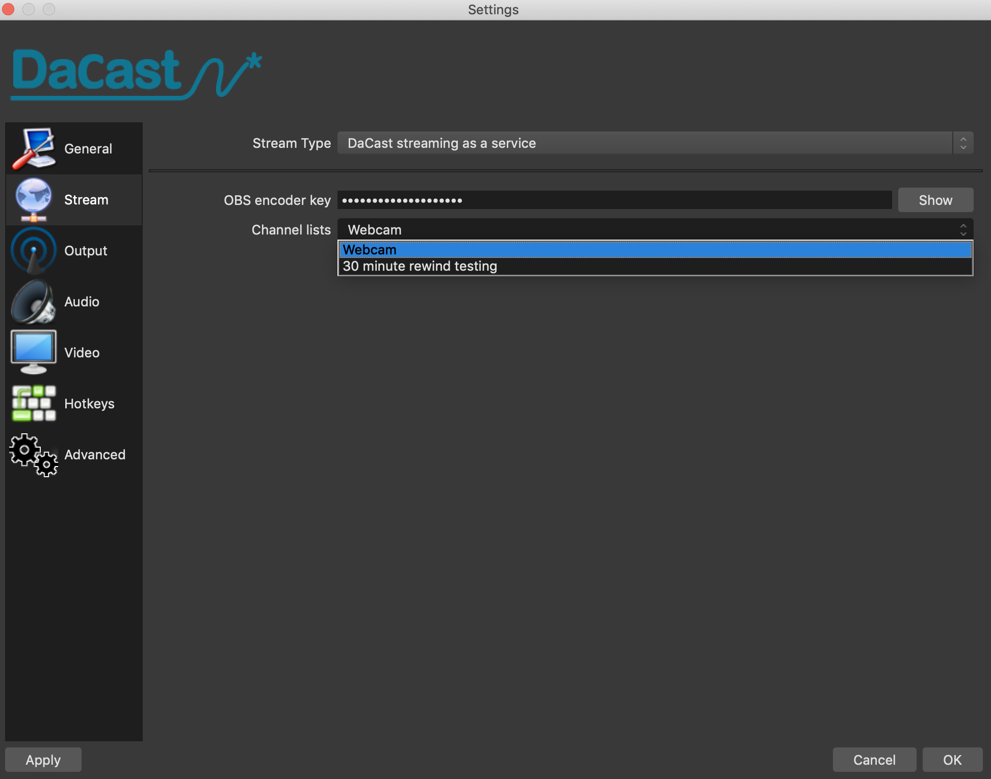 How Do I Stream using the OBS Studio DaCast encoder on Windows? Dacast