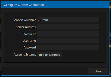 Streaming TriCaster - Configurazione della connessione personalizzata