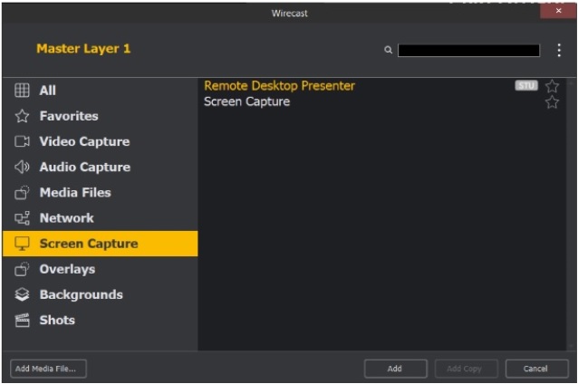 Wirecast Microphone Audio - Capture d'écran