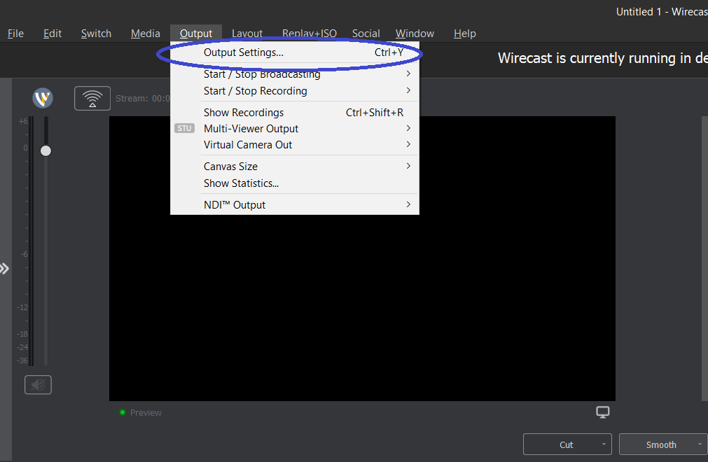 Wirecast Bitrate Settings - Output Settings (Paramètres de sortie)