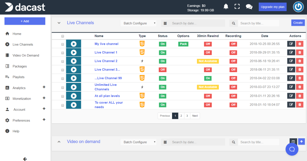 dacast live streaming platform