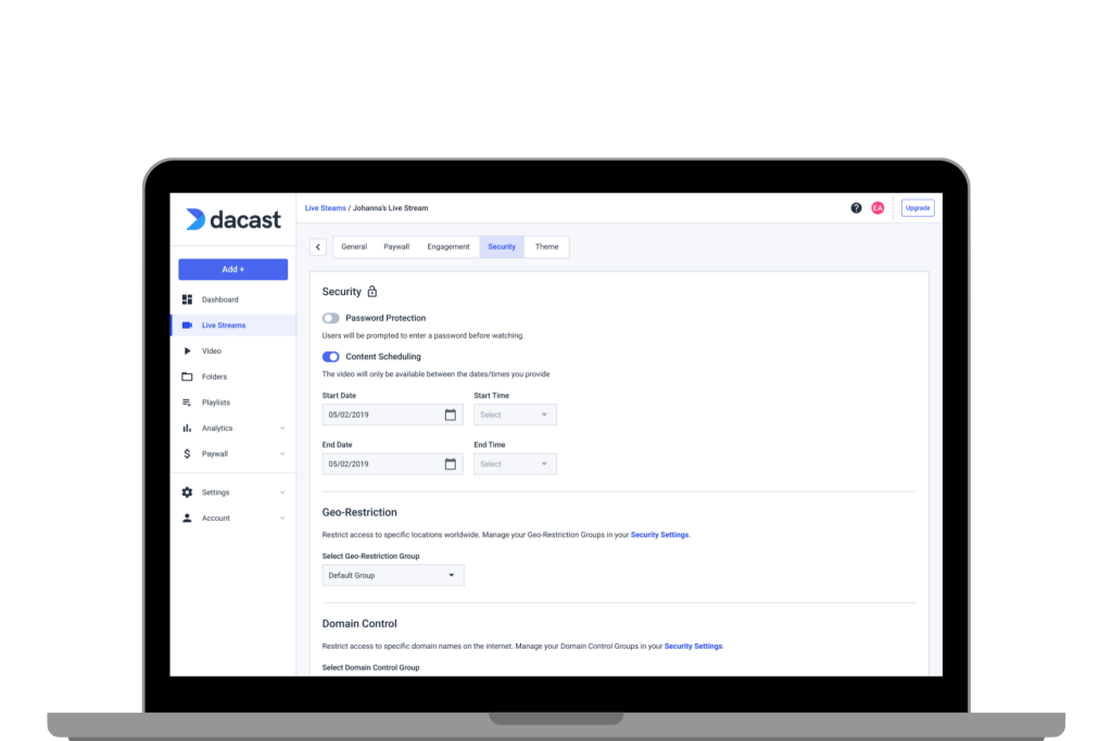Dacast New Platform - Private Video Sharing