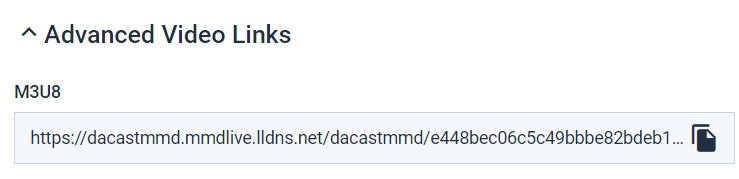 Dacast - Criar ligação multimédia M3u8