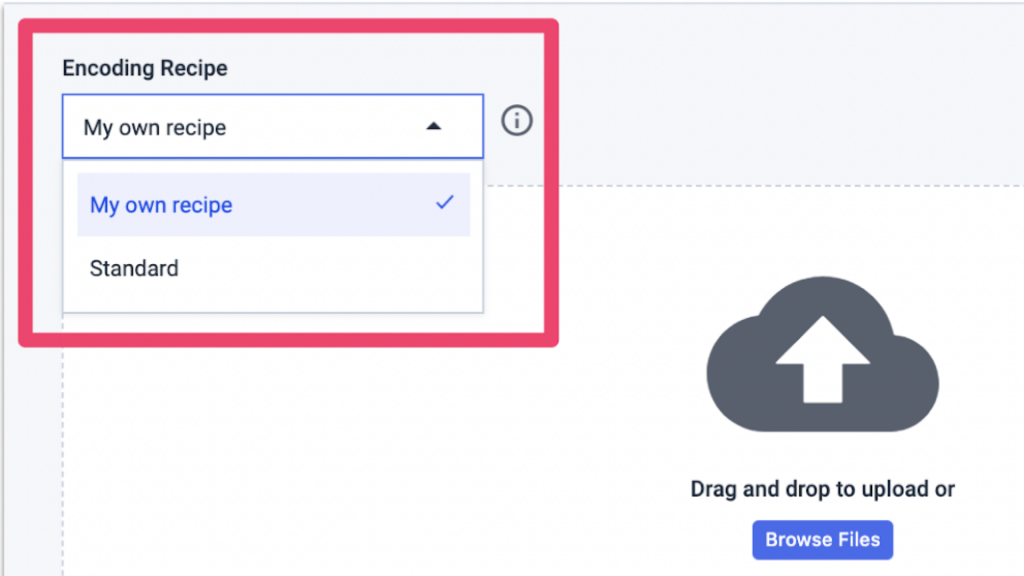 Encoding recipes from video uploader