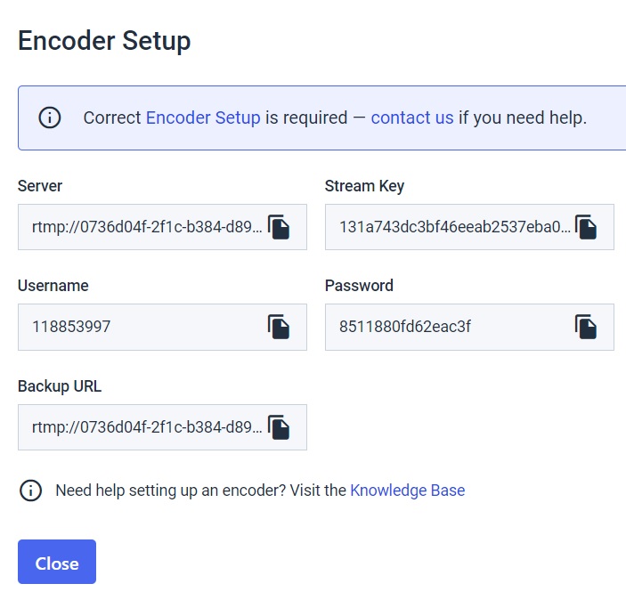 Transmissão de vídeo em direto - Larix Mobile Broadcaster - exemplo de configuração do codificador