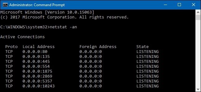 Ports pour la diffusion en direct - Invite de commande de l'administrateur