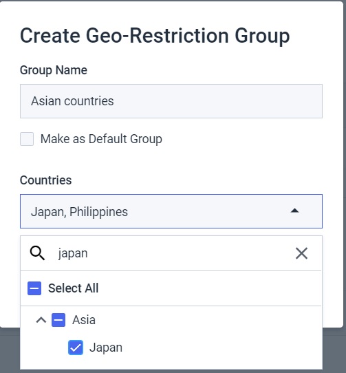 Dacast geo restriction - Crear grupo de geo restricción