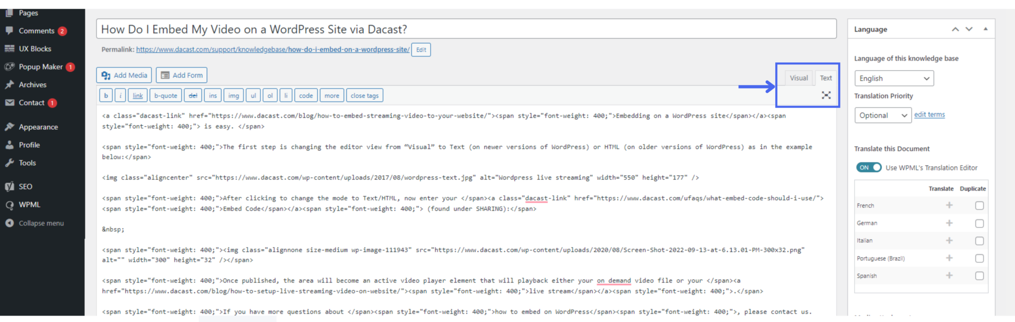 How Do I Embed My Video on a WordPress Site via Dacast? Dacast