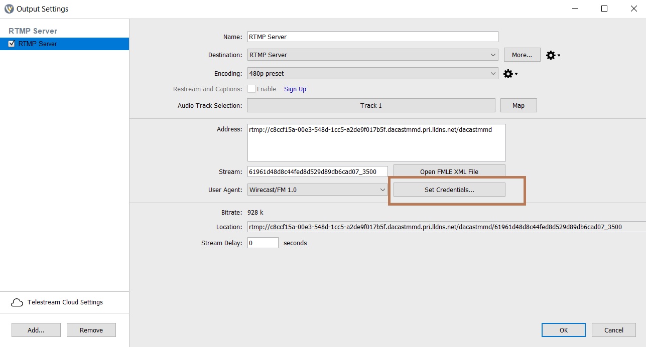 Dacast- How to live stream with Wirecast - RTMP Server Credentials Setup