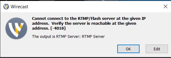 Dacast Wirecast Error Message - cannot Connect