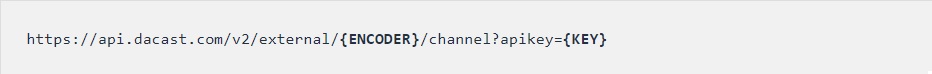 Clé API de l'encodeur Dacast