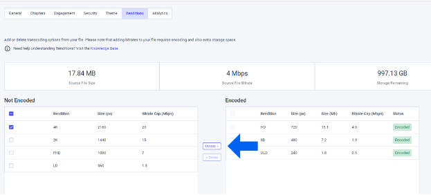 Location of the encode button