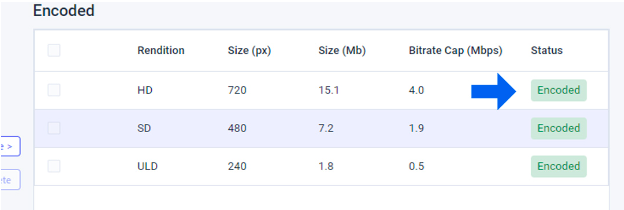 Encoding - Status moves to Encoded when ready. 