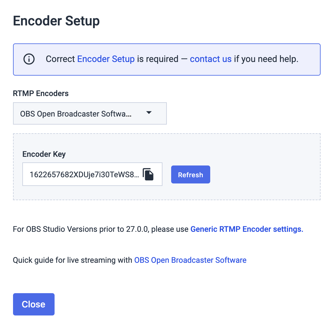 OBS encoder setup encoder key