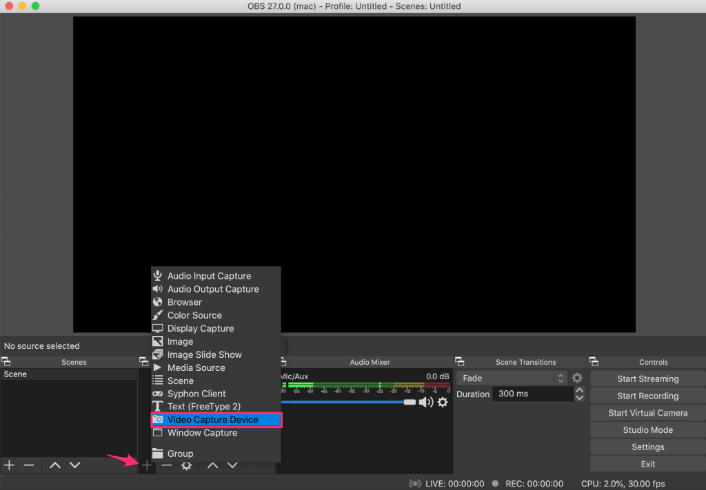 Dispositif de capture vidéo OBS27