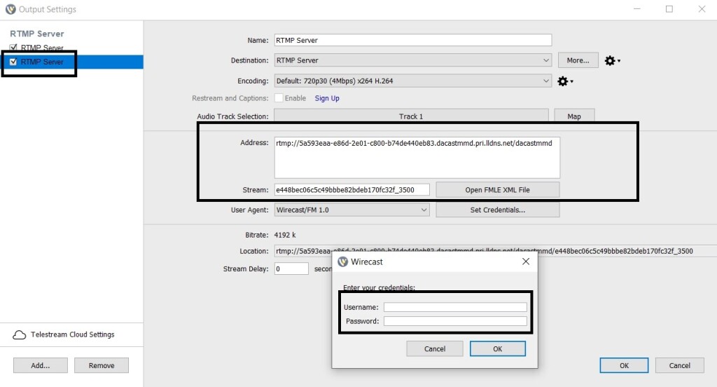 Impostazioni bitrate wirecast - Impostazioni di rendering