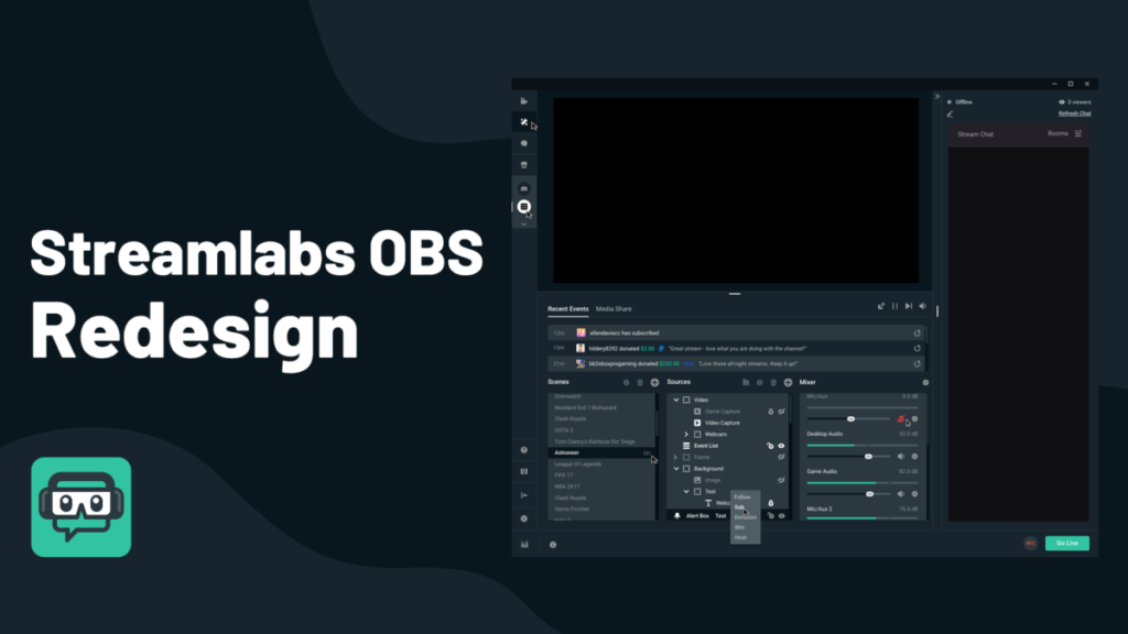 Logiciel de diffusion en direct Streamlabs OBS