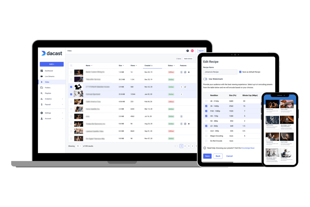 ajustes de codificación y transcodificación de vídeo