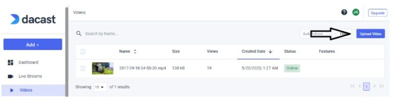 Dacast App Upload Video