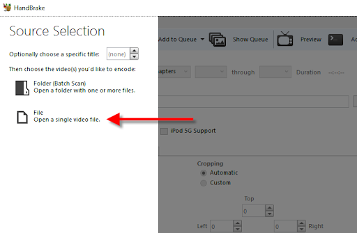 HandBrake Source Selection