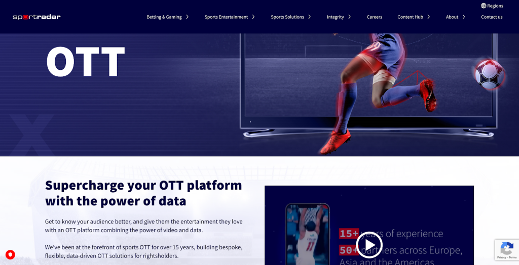 A Sportsradar tornou-se conhecida por ser uma plataforma OTT desportiva baseada em dados que aproxima os jogos dos seus fãs.