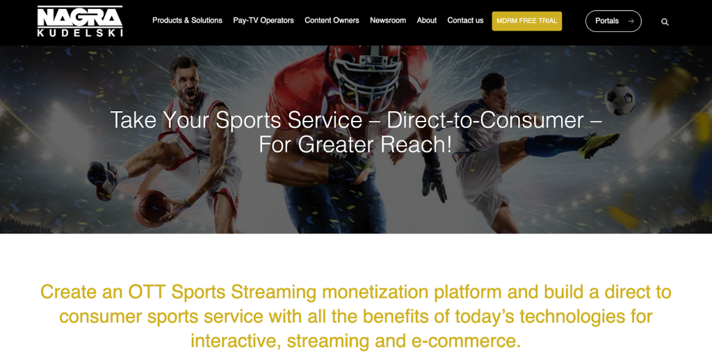 A NAGRA oferece uma plataforma OTT desportiva dinâmica para transmissão em direto e monetização.