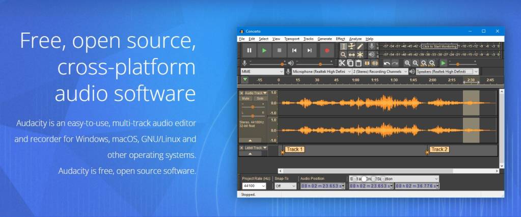 O Audacity é um dos melhores softwares de gravação de podcasts que também é de utilização gratuita.