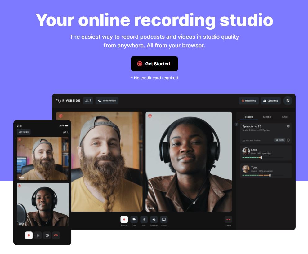 Riverside is one of the best podcast reecording software when it comes to recording remotely.